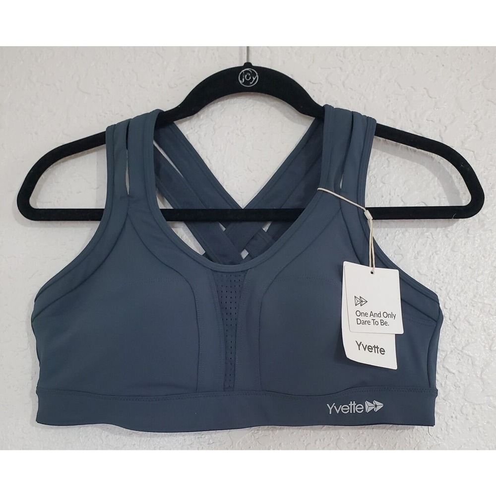 YVETTE SPORTS BRA CRISS CROSS BACK HIGH IMPACT ADJUSTABLE WORKOUT SIZE L
